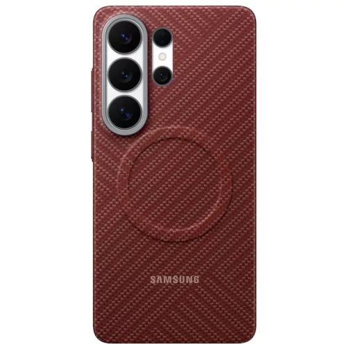 Samsung Carbon Magnet Samsung Galaxy S26 Ultra gyári hátlap tok, Aramid, MagSafe, korall piros