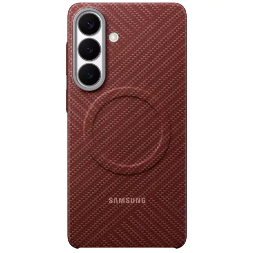 Samsung Carbon Magnet Samsung Galaxy S26 Plus gyári hátlap tok, Aramid, MagSafe, korall piros
