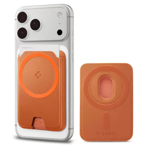 Spigen Valentinus Magfit+ Apple iPhone Magsafe kártyatartó, MagSafe, Metallic Orange, narancs (3db kártyához)