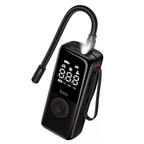 Hoco ZP18 wireless kerékpumpa / kompresszor beépített világítással, 4000mAh, fekete