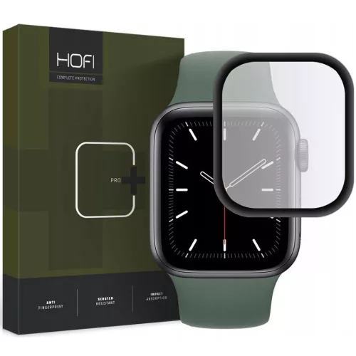 Apple Watch 4-5 (38 mm), Kijelzővédő fólia, ütésálló fólia (az íves részre nem hajlik rá!), Tempered Glass (üveg), Hybrid Glass, fekete