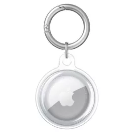   Apple AirTag szilikon tok, karabíner, Wooze AirTag Bubble, átlátszó/fehér