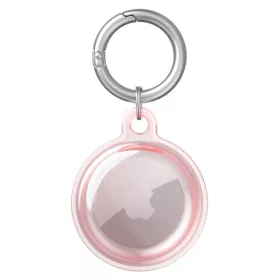   Apple AirTag szilikon tok, karabíner, Wooze AirTag Bubble, átlátszó/rózsaszín
