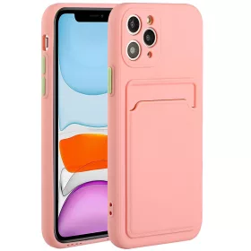   Samsung Galaxy S21 Ultra 5G SM-G998, Szilikon tok, kártyatartóval, Wooze Card Slot, rózsaszín