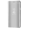 Apple iPhone 13 Pro Max, Oldalra nyíló tok, hívás mutatóval, Smart View Cover, ezüst (utángyártott)