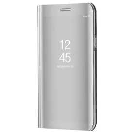   Apple iPhone 13 Pro Max, Oldalra nyíló tok, hívás mutatóval, Smart View Cover, ezüst (utángyártott)
