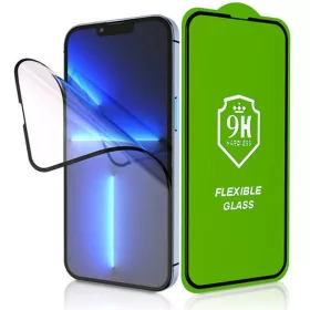   Apple iPhone 13 / 13 Pro / 14 / 16e / 17e, Kijelzővédő fólia, ütésálló fólia, Tempered Glass (edzett üveg), 5D, Full Glue, Nano Flexi Glass, fekete