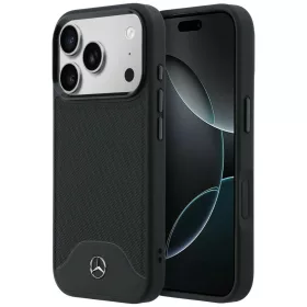   Mercedes Leather Wood Effect and Curve Apple iPhone 17 Pro MagSafe tok, fekete