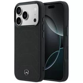   Mercedes Leather Mesh with Bow Line Apple iPhone 17 Pro Max MagSafe tok, fekete