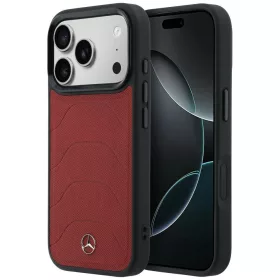   Mercedes Leather Mesh with Bow Line Apple iPhone 17 Pro Max MagSafe tok, piros