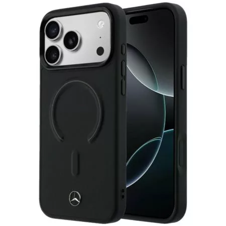 Mercedes Leather 3D Apple iPhone 17 Pro MagSafe tok, fekete