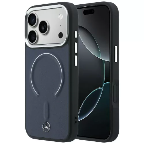 Mercedes Leather 3D Apple iPhone 17 Pro MagSafe tok, kék