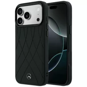   Mercedes Leather with Crossed Lines Apple iPhone 17 Pro Max MagSafe tok, fekete