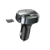 Hoco E70 bluetooth FM transmitter / autós töltő, USB-A-USB-C, digitális kijelző, PD, QC3.0, 5A, 30W, fekete