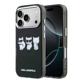   Karl Lagerfeld IML Choupette Trio Watercolor Apple iPhone 17 Pro Max mágneses tok, MagSafe, fekete-ezüst