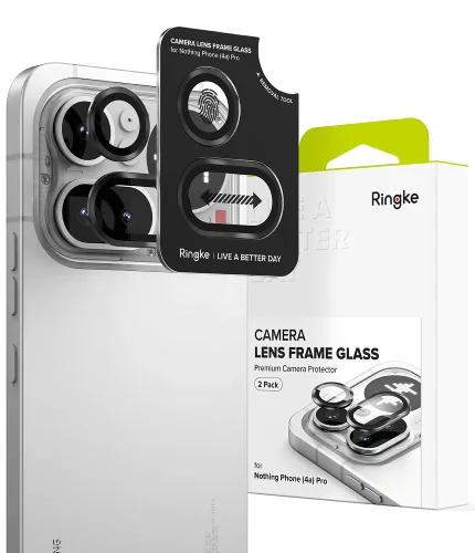 Ringke Nothing Phone 4A Pro tempered glass kamera védő üvegfólia felhelyező kerettel, fekete (2db)