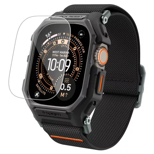 Spigen Lite Fit Pro Apple Watch Ultra 3 / 2 / 1 49mm tok / szíj, kijelzővédő felülettel, matt fekete