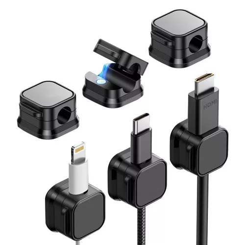 Bluestar PJ-OCZ7 mágneses kábelrendszerező 3db kábelhez, fekete