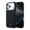 Mercedes PU Leather Semi Wrap Apple iPhone 17 Pro Max MagSafe tok, fekete-ezüst