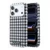 Karl Lagerfeld PU Houndstooth Resin Plate Apple iPhone 17 Pro Max mágneses tok, MagSafe, fekete-fehér