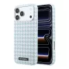 Karl Lagerfeld PU Houndstooth Resin Plate Apple iPhone 17 Pro Max mágneses tok, MagSafe, kék-fehér