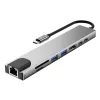 Tech-Protect HB09 Hub adapter USB-C-USB-A-HDMI 4k 60hz, SD/TF, PD100W, RJ45 1000MB/S. ezüst