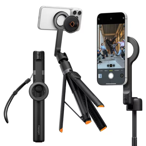 Spigen S582W Bluetooth mágneses Selfie-bot / selfie tripod, MagSafe, fekete-narancs