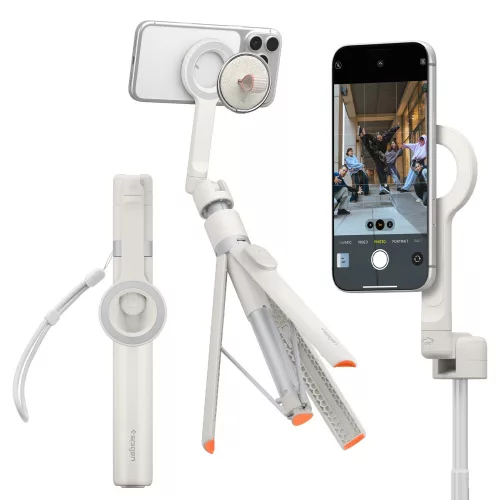 Spigen S582W Bluetooth mágneses Selfie-bot / selfie tripod, MagSafe, bézs-narancs