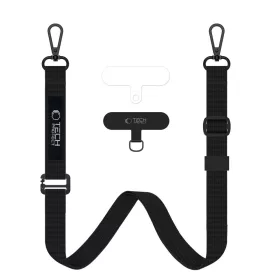   Tech-Protect C6S vállpánt / univerzális pánt telefonra rögzíthető, fekete (crossbody pánt)