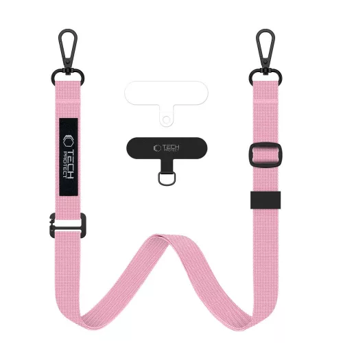 Tech-Protect C6S vállpánt / univerzális pánt telefonra rögzíthető, rózsaszín (crossbody pánt)