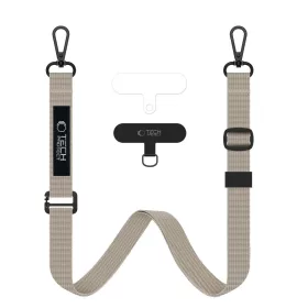   Tech-Protect C6S vállpánt / univerzális pánt telefonra rögzíthető, bézs / barna (crossbody pánt)