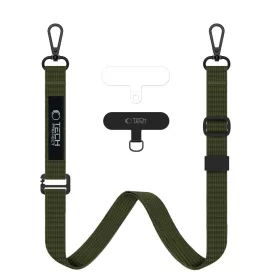   Tech-Protect C6S vállpánt / univerzális pánt telefonra rögzíthető, khaki / sötétzöld (crossbody pánt)