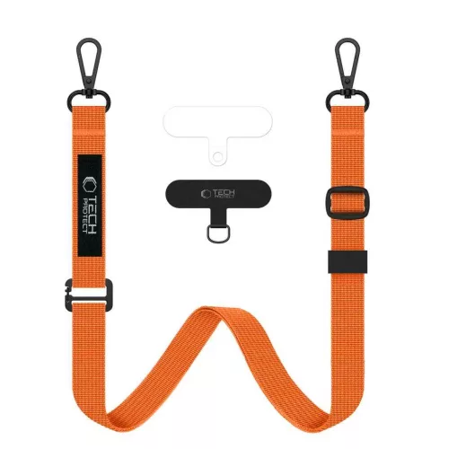 Tech-Protect C6S vállpánt / univerzális pánt telefonra rögzíthető, narancs (crossbody pánt)