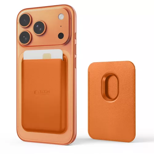 Tech-Protect CH01 mágneses kártyatartó, MagSafe, telefonra rögzíthető, narancs (3db kártya)