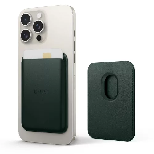 Tech-Protect CH01 mágneses kártyatartó, MagSafe, telefonra rögzíthető, khaki / sötétzöld (3db kártya)