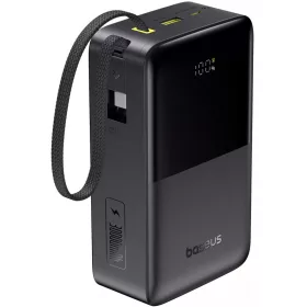   Baseus Bipow 2  Pro Powerbank / külső akkumulátor, USB-A-2xUSB-C, beépített USB-C kábellel, 30.000mAh, QC+PD, fekete