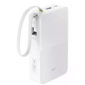   Baseus Bipow 2  Pro Powerbank / külső akkumulátor, USB-A-2xUSB-C, beépített USB-C kábellel, 30.000mAh, QC+PD, fehér