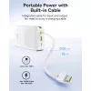 Baseus Bipow 2  Pro Powerbank / külső akkumulátor, USB-A-2xUSB-C, beépített USB-C kábellel, 30.000mAh, QC+PD, fehér
