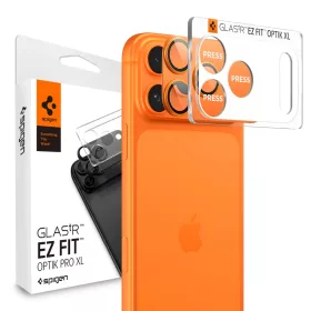   Spigen Glas.tR EZ Fit Apple iPhone 17 Pro tempered glass kameravédő üvegfólia felhelyező kerettel, narancs