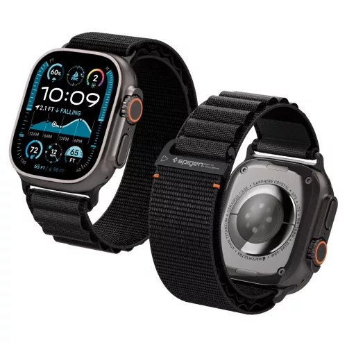 Spigen WBF1 Apple Watch Ultra 3 / 2 / 1 / SE / 11 / 10 / 9 / 8 (44/45/46/49mm) szíj, fekete