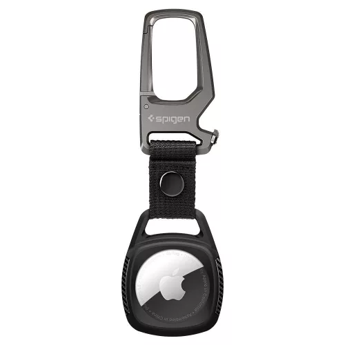 Spigen Rugged Armor Apple AirTag 1 / 2 tok karabinerrel, fekete