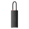 Baseus Lite 5-Port 1xHDMI, 3xUSB-A 1xUSB-C, USB-C HUB dokkoló állomás, 25cm, fekete