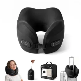   Tech-Protect ComfortRest utazó párna / nyakpárna memóriahabbal, állítható pánttal, fekete