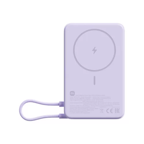 Xiaomi USB-C Powerbank / külső akkumulátor, MagSafe, kompakt, USB-C kábellel, kitámasztóval, 33W, 10.000mAh, lila