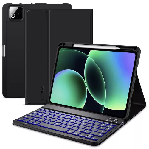 Tech-Protect SC Pen Xiaomi Pad 8 / Pad 8 Pro / Pad 7 Pro / Pad 7 oldalra nyíló, kitámasztható mappa tok billentyűzettel, fekete
