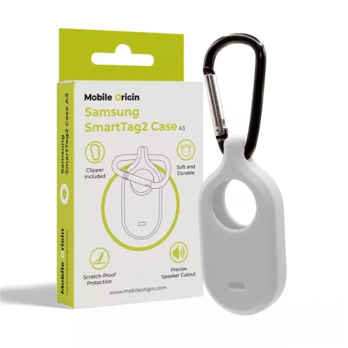 Mobile Origin Samsung SmartTag2 szilikon tok karabinerrel, fehér