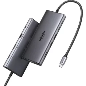   Ugreen CM639 hub adapter USB-C-2xUSB-A 3.2 + 3xUSB-C-1xHDMI- 1xVGA- 1xJack 3.5mm- 1xRJ45- 1xSD- 1xMircoSD, szürke