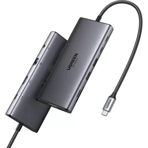 Ugreen CM639 hub adapter USB-C-2xUSB-A 3.2 + 3xUSB-C-1xHDMI- 1xVGA- 1xJack 3.5mm- 1xRJ45- 1xSD- 1xMircoSD, szürke
