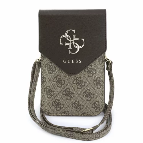 Guess PU Leather+Grained 4G Metal Logo táska / telefon tartó táska, barna