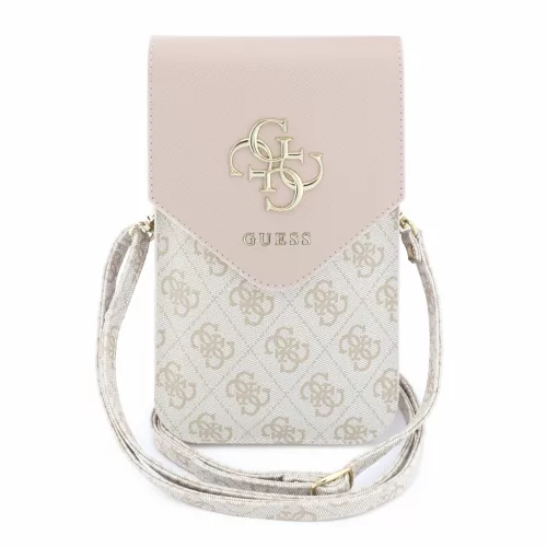 Guess PU Leather+Grained 4G Metal Logo táska / telefon tartó táska, rózsaszín